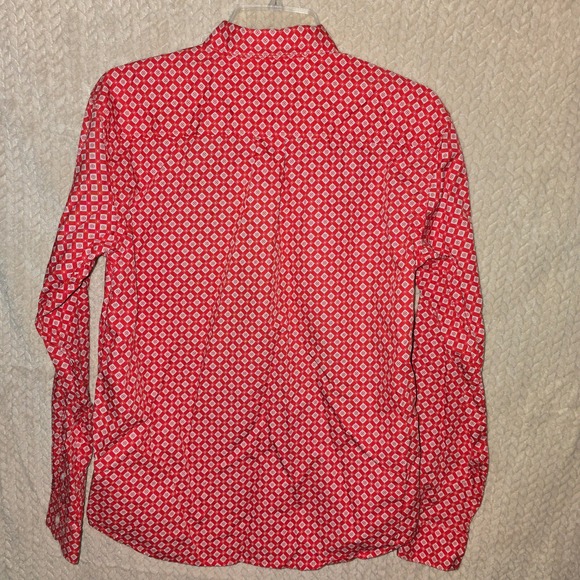 Cinch Kids Long Sleeve Button Up Western Shirt Red White Diamond Print XL 14 - Picture 3 of 8